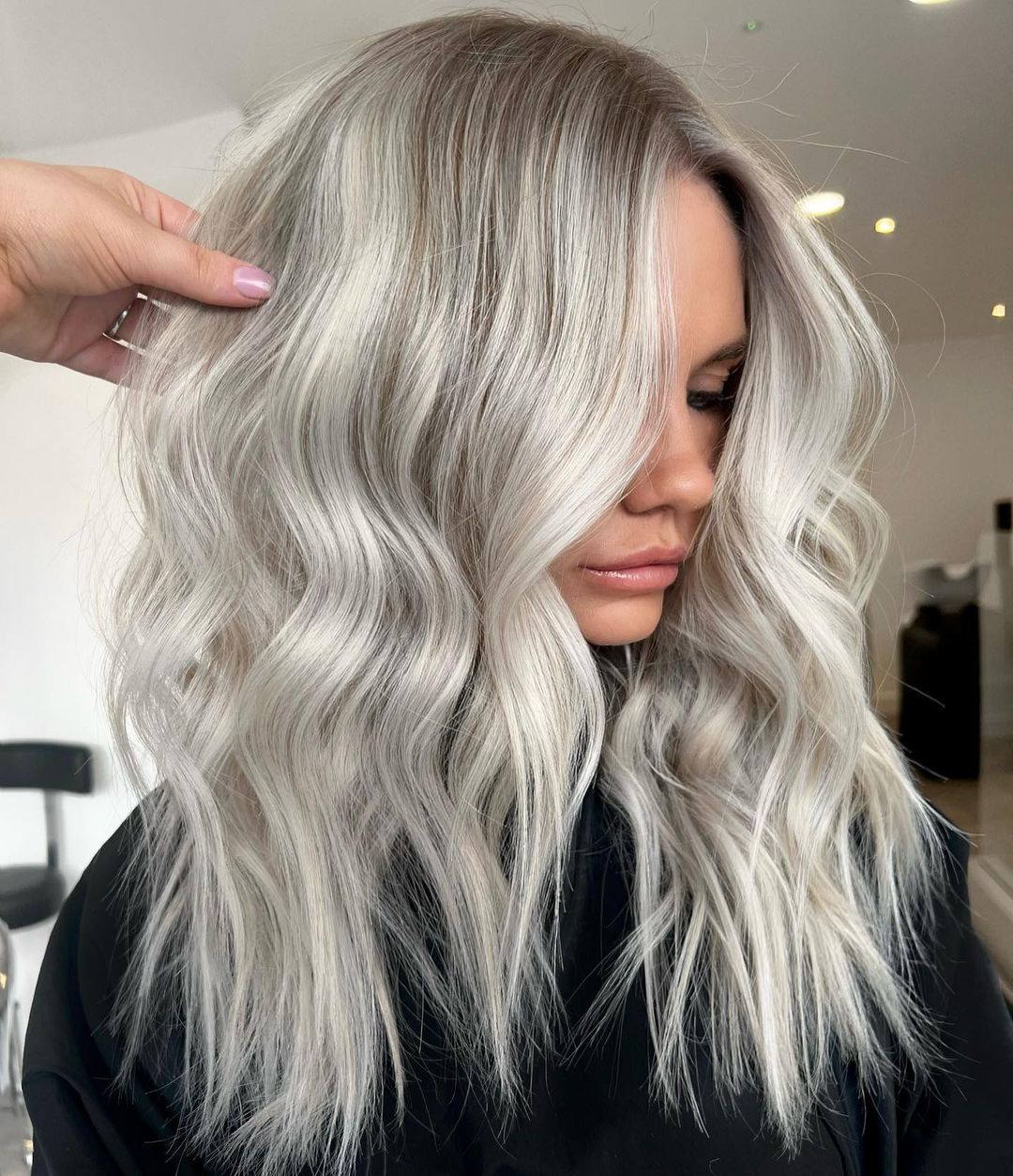 Dirty White Blonde Balayage with Lowlights