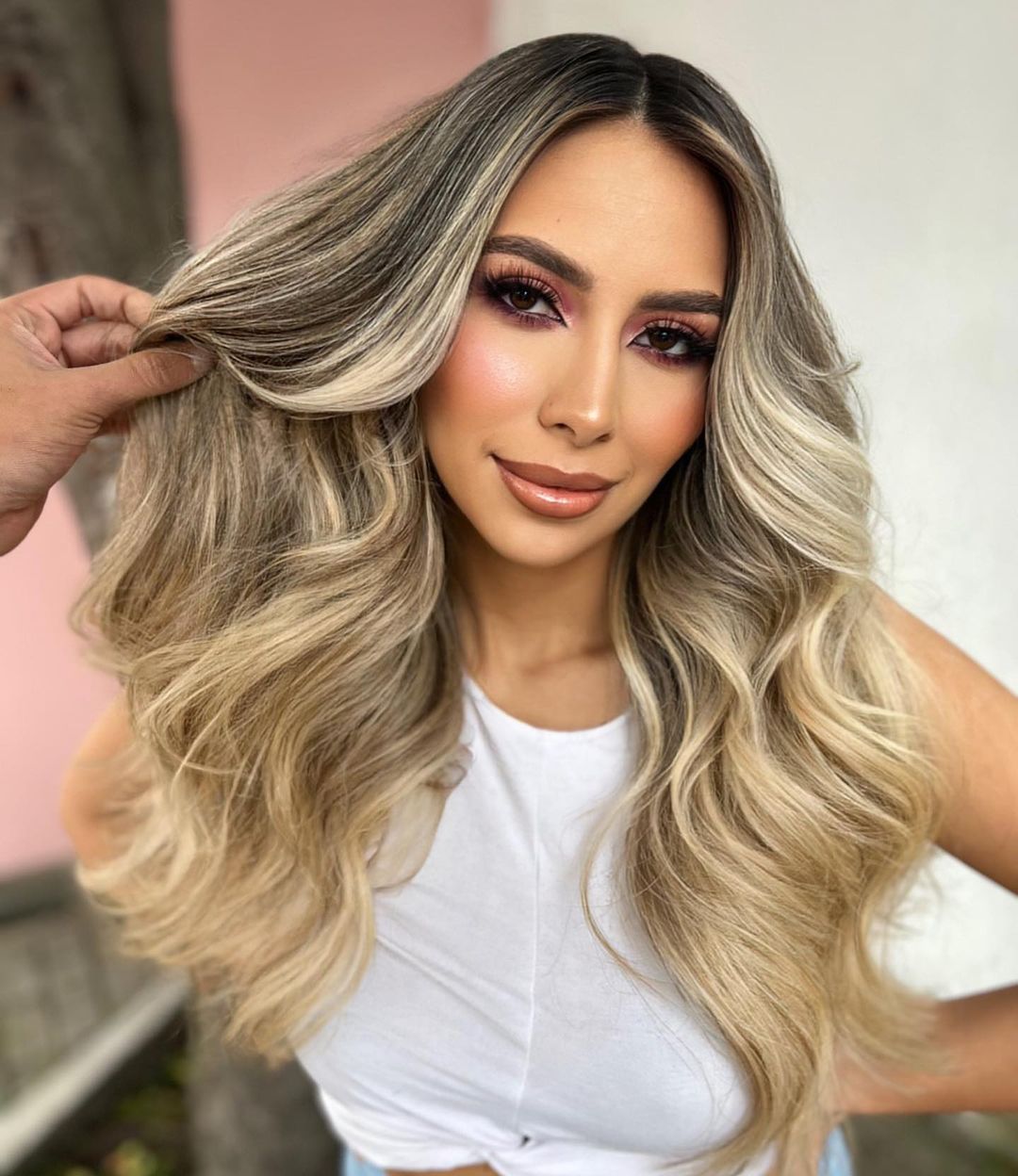 Vanilla Blonde Balayage for Dark Hair