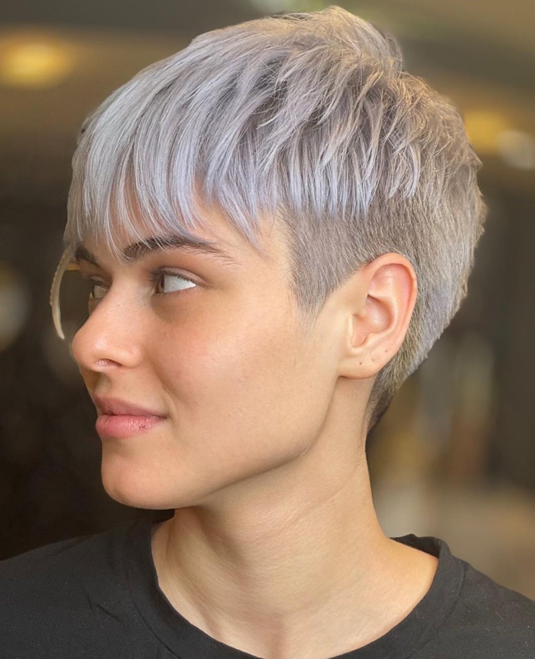 Short Choppy Gray Pixie with Undercut