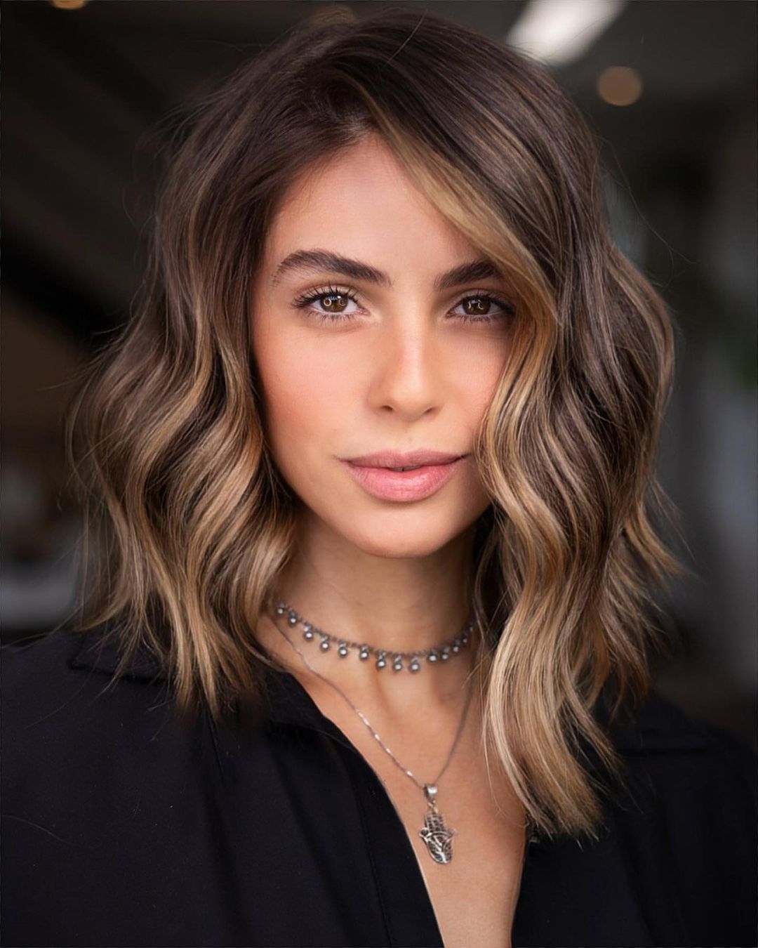 Soft Asymmetrical Brown Blonde Lob