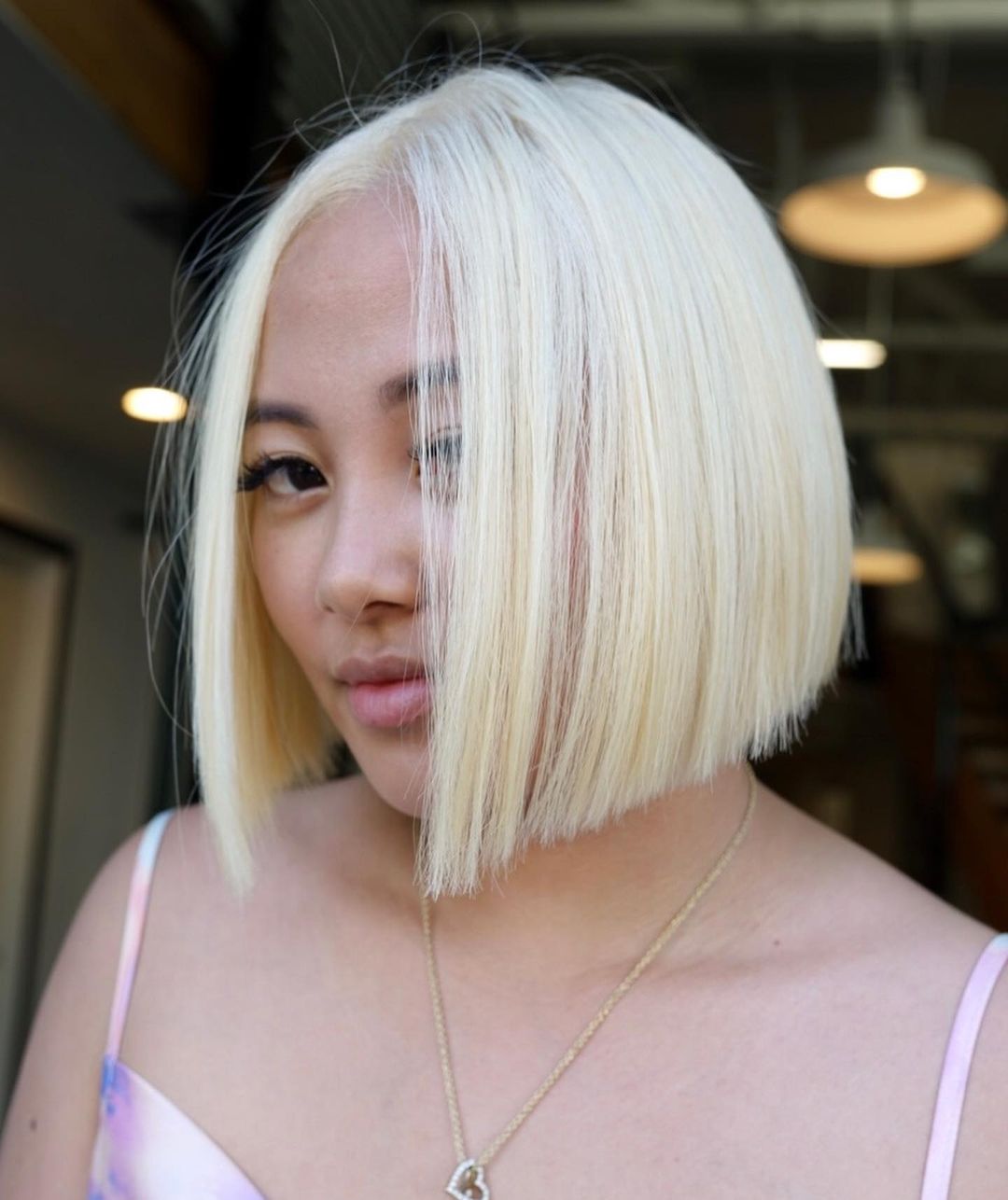 Bright White Blonde Blunt Bob