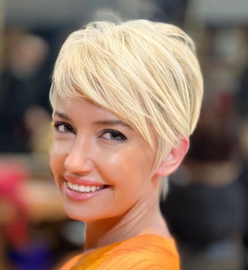 Chamomile Blonde Sliced Pixie Cut