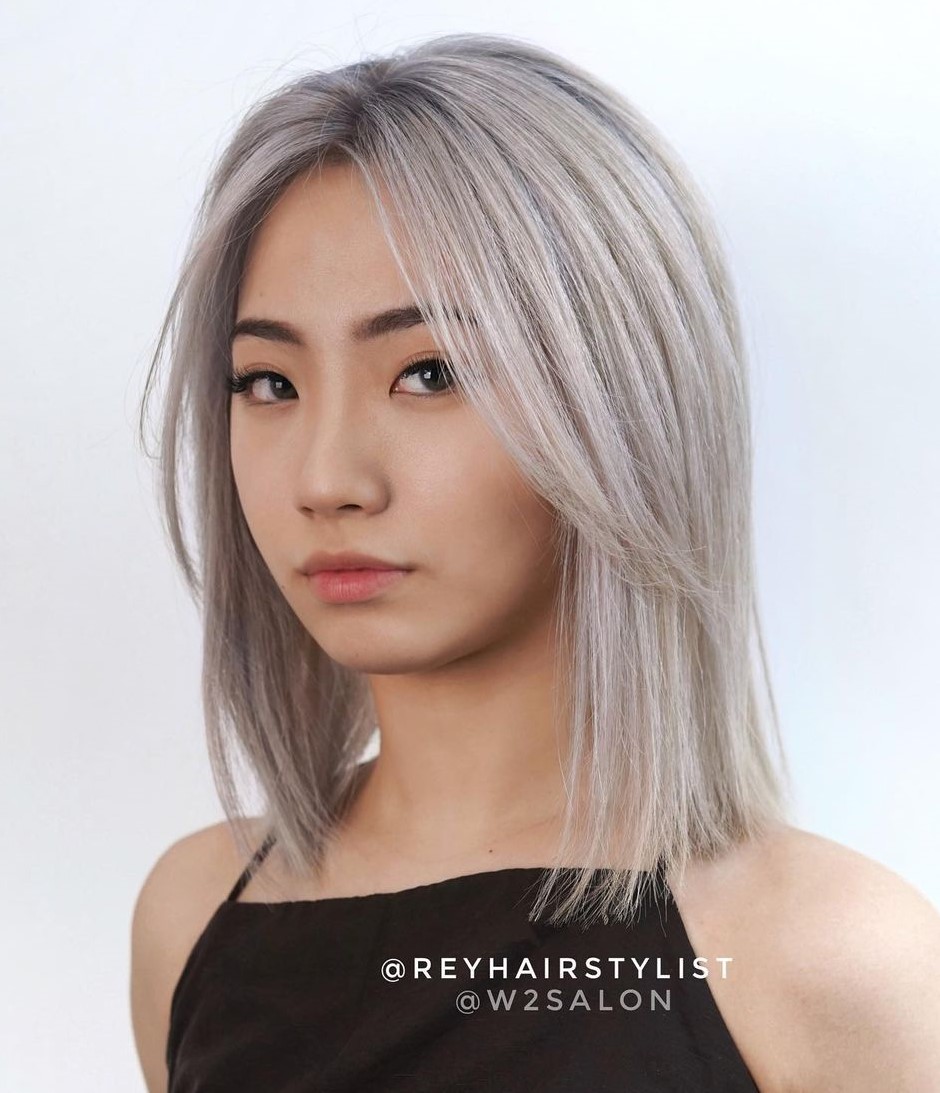 Asian Silver Blonde Lob Look